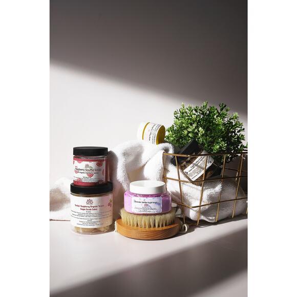 Organic Brown Sugar Scrub Cubes "Raspberry" (8 cubes) - Picture 4 of 8